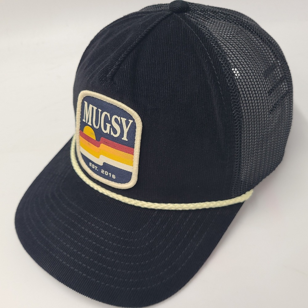 Mugsy Hat Snapback Trucker Mesh Black Corduroy Rope Patch Logo Apparel Brand Men